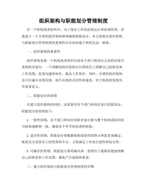 组织架构与职能划分管理制度