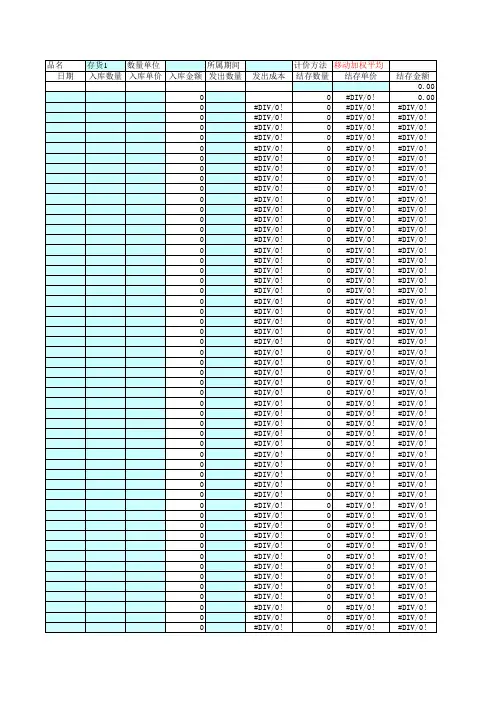 存货计价测试移动加权平均 表格 XLS格式 