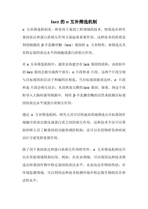 lacz的α互补筛选机制