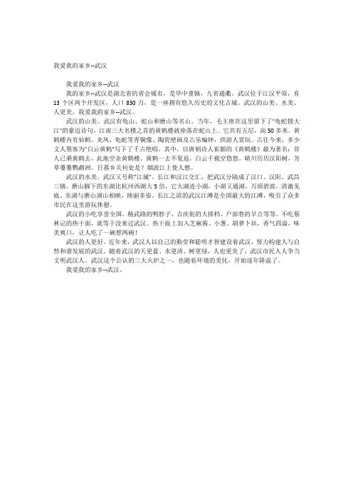 我爱我的家乡--武汉