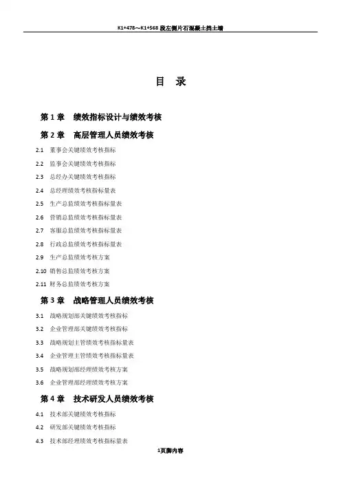 企业各岗位绩效考核指标及岗位说明书范本