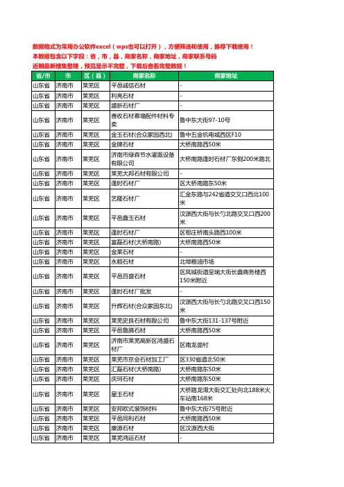 2020新版山东省济南市莱芜区石材行业工商企业公司商家名录名单联系电话号码地址大全34家