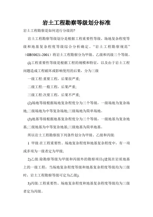 岩土工程勘察等级划分标准