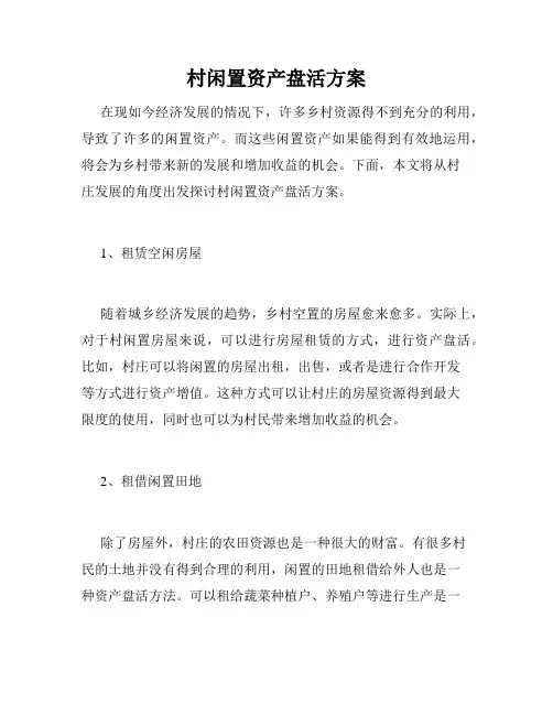 村闲置资产盘活方案 2
