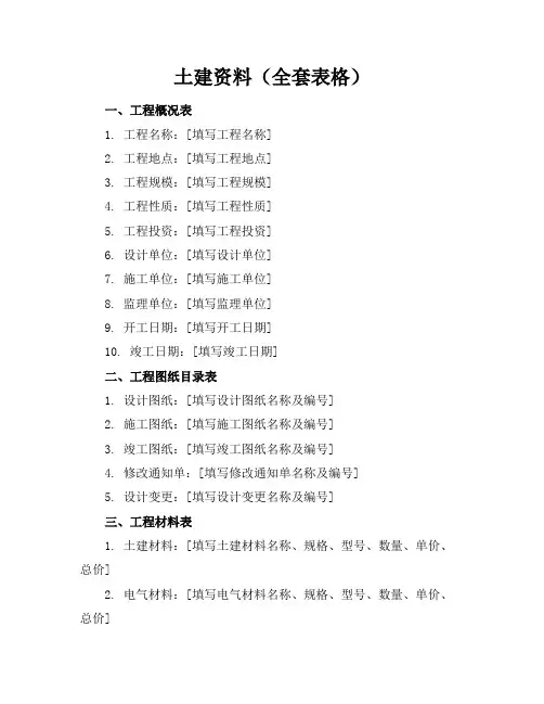 土建资料(全套表格)
