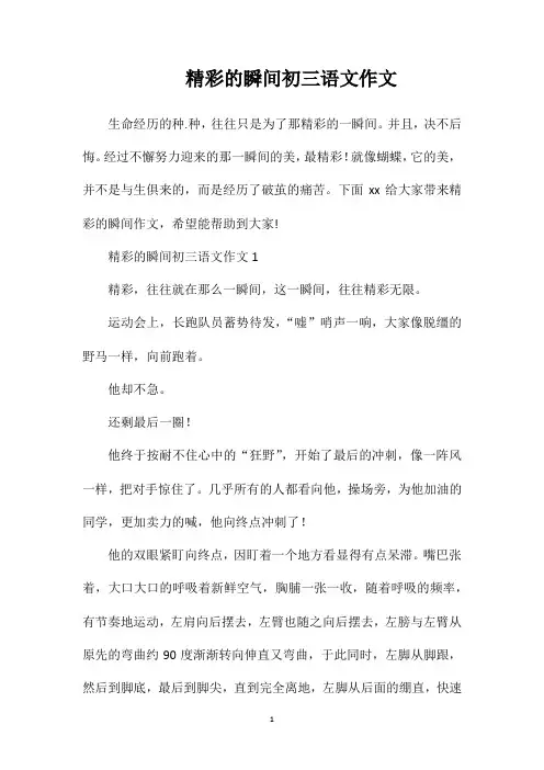 精彩的瞬间初三语文作文