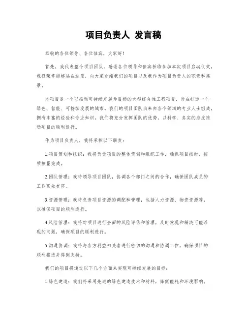 项目负责人 发言稿
