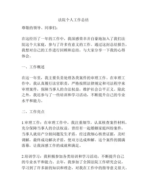 法院个人工作总结