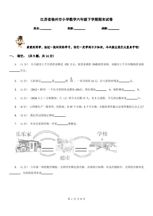 江苏省徐州市小学数学六年级下学期期末试卷