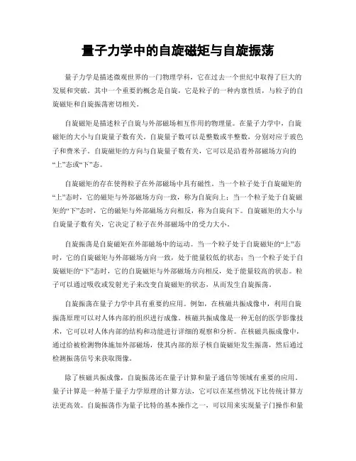 量子力学中的自旋磁矩与自旋振荡