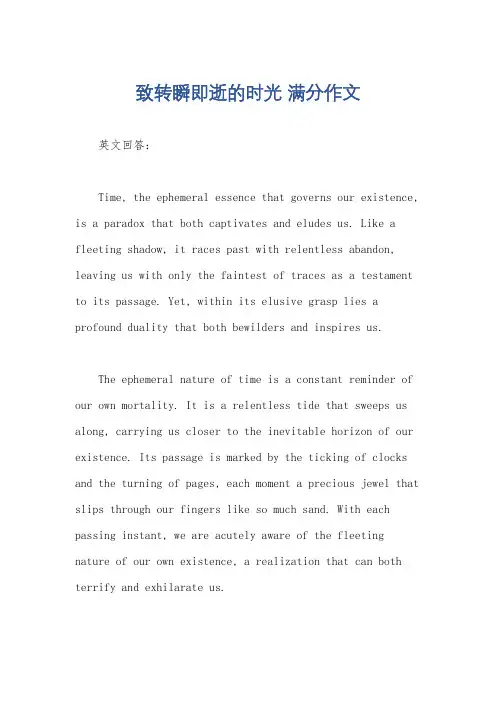致转瞬即逝的时光 满分作文
