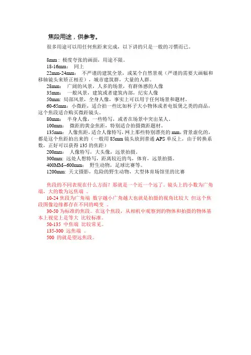 焦段用途