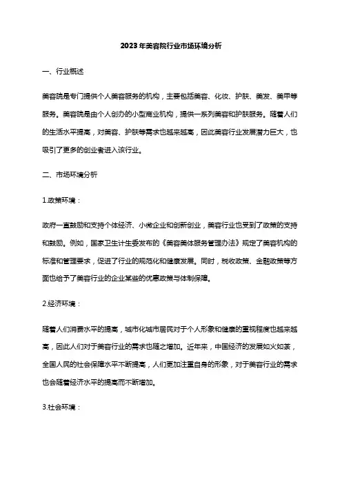 2023年美容院行业市场环境分析