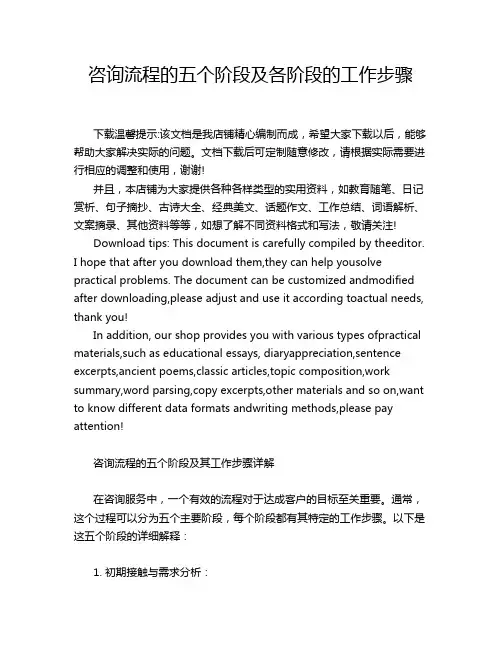 咨询流程的五个阶段及各阶段的工作步骤