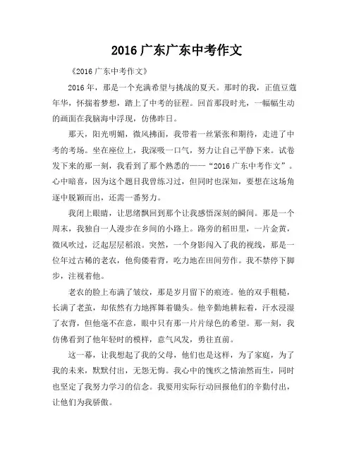 2016广东广东中考作文