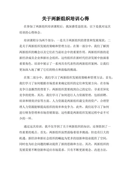 关于两新组织培训心得