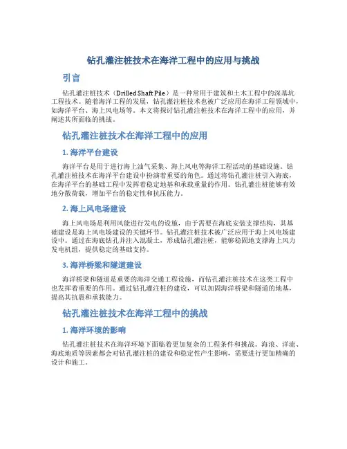 钻孔灌注桩技术在海洋工程中的应用与挑战