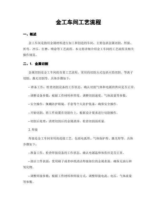 金工车间工艺流程