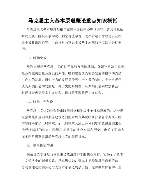 马克思主义基本原理概论重点知识概括