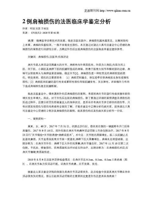 2例肩袖损伤的法医临床学鉴定分析