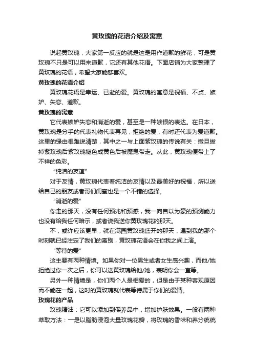 黄玫瑰的花语介绍及寓意