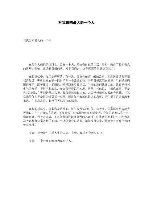 对我影响最大的一个人