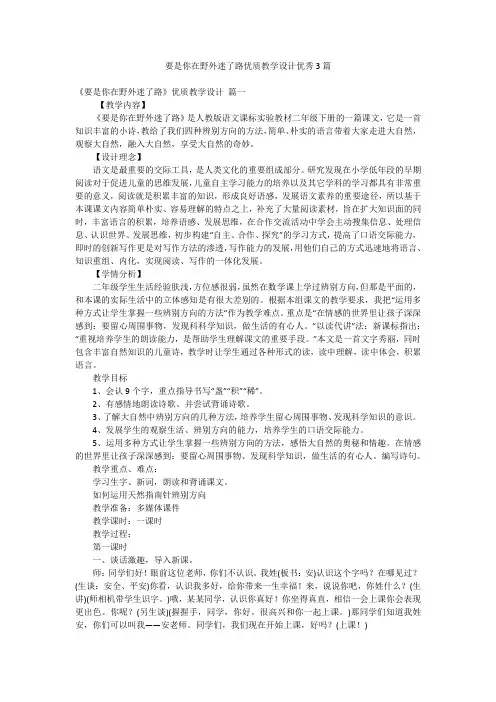 要是你在野外迷了路优质教学设计优秀3篇