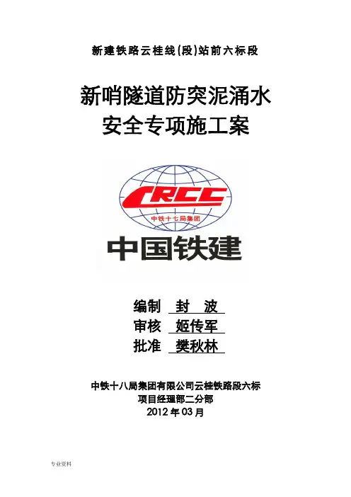 新哨隧道突泥涌水专项施工设计方案