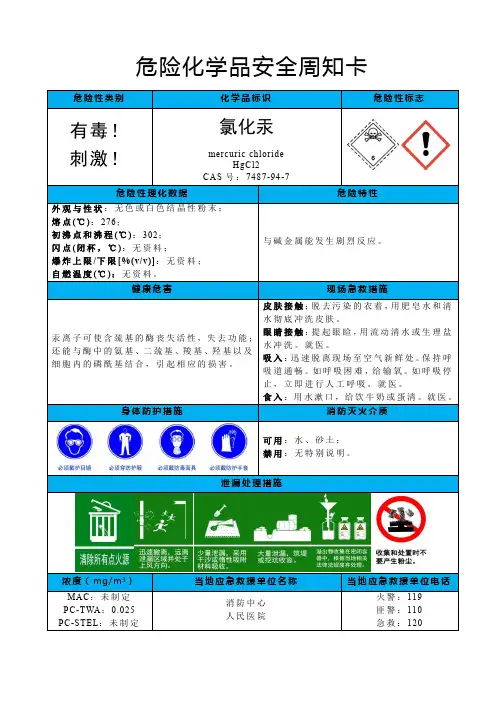 氯化汞-危险化学品安全周知卡