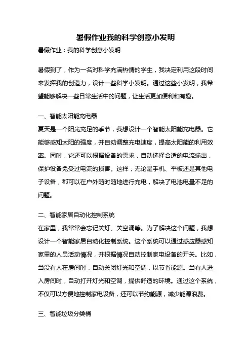 暑假作业我的科学创意小发明