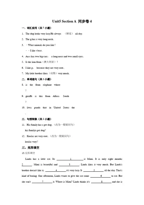 【随堂检测卷】人教版英语七年级下册 Unit5 Section A