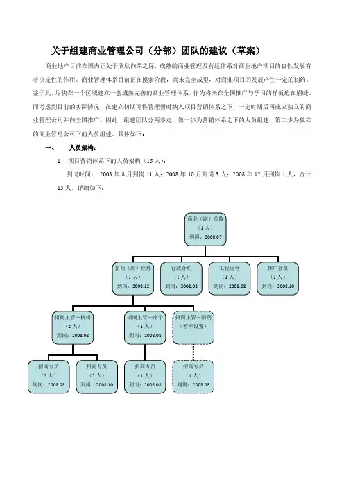 关于组建商业管理公司团队的建议