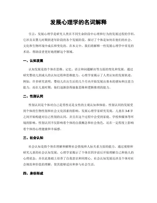 发展心理学的名词解释