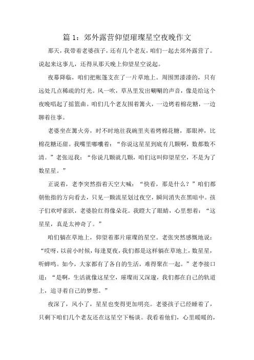 郊外露营仰望璀璨星空夜晚作文精选10篇