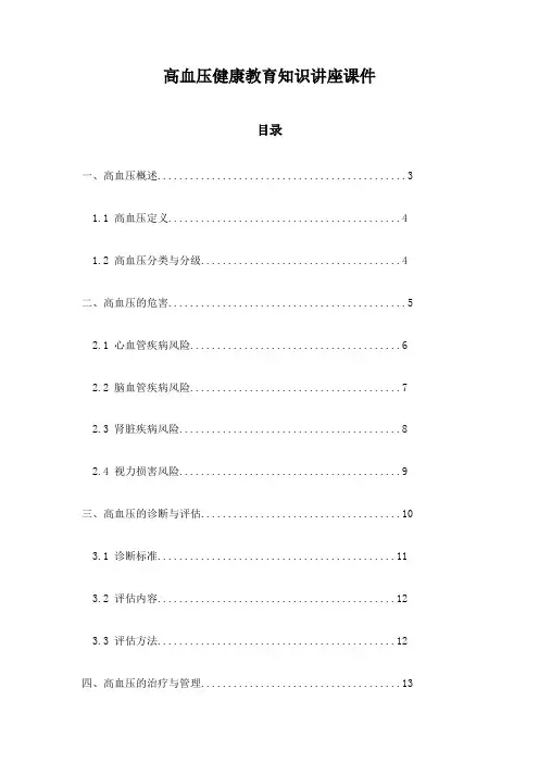 高血压健康教育知识讲座课件