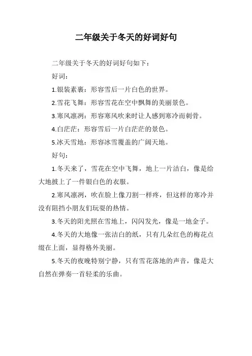 二年级关于冬天的好词好句