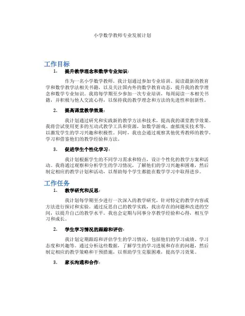 小学数学教师专业发展计划