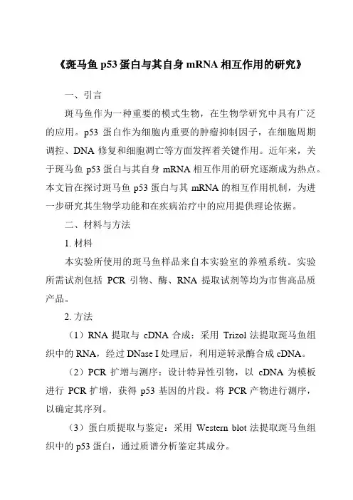 《斑马鱼p53蛋白与其自身mRNA相互作用的研究》