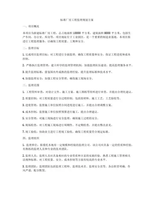 标准厂房工程监理规划方案