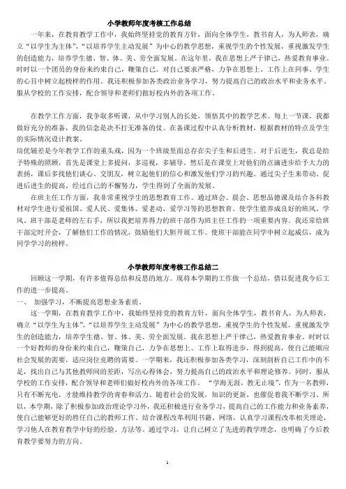 小学教师年度考核个人工作总结 2
