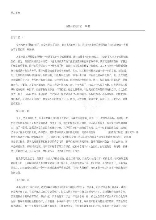 预算员实习日记20篇