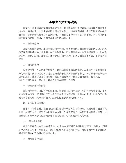 小学生作文指导浅谈