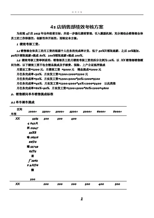 4s店销售部绩效考核方案