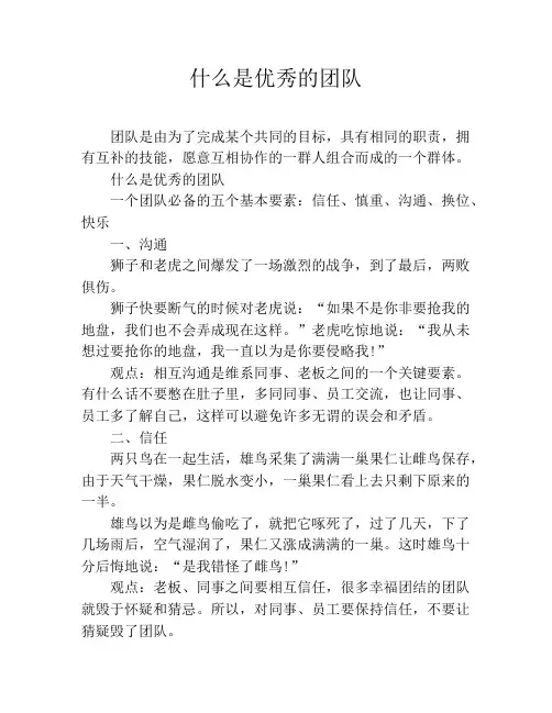 什么是优秀的团队