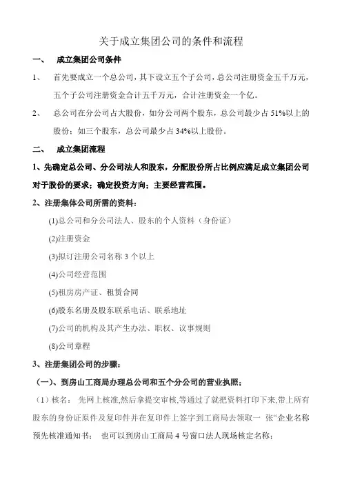 关于成立集体公司的条件和流程
