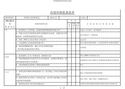 环境管理体系审核记录表