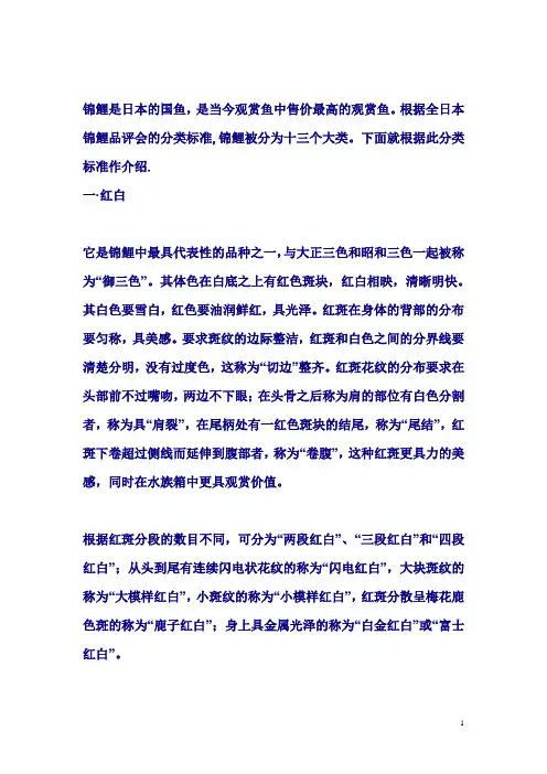 锦鲤分类
