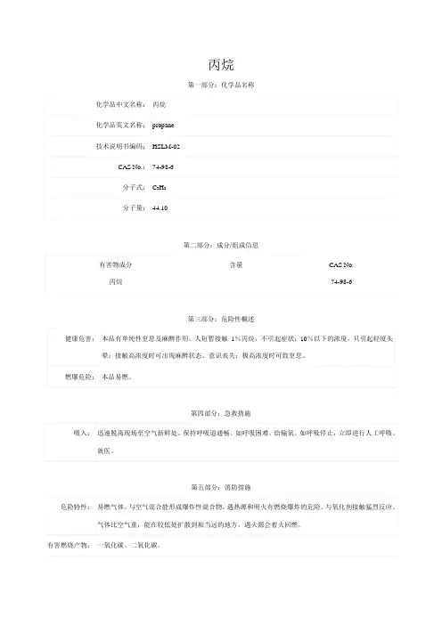 丙烷技术说明书