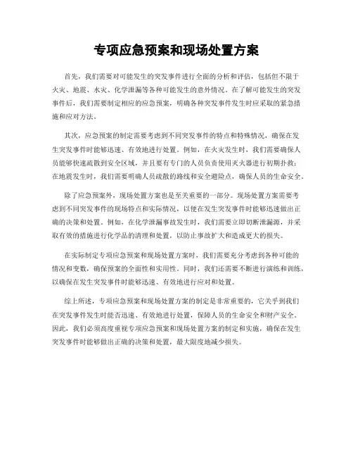专项应急预案和现场处置方案