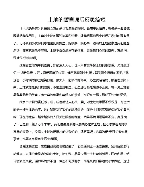 土地的誓言课后反思简短